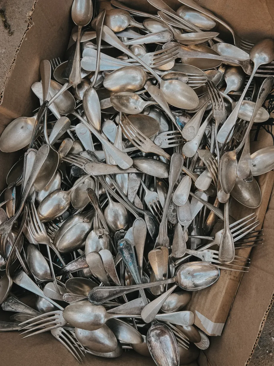 Antique silverware in a box | The Best Flea Market In Paris