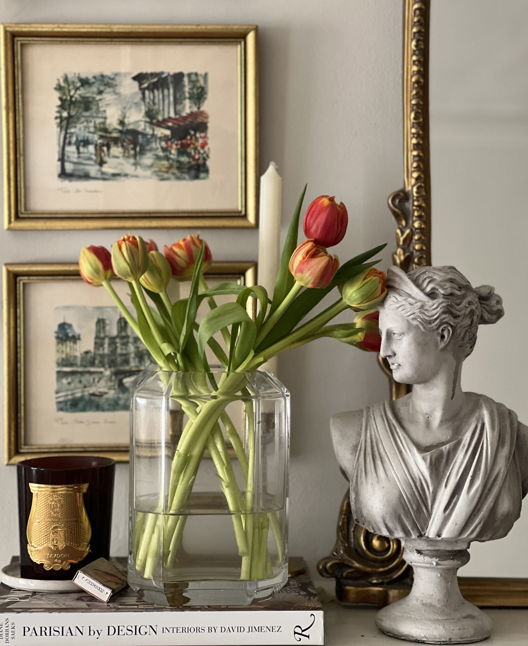 Fresh flowers and art at home inspired by the French way of life and simple daily pleasures