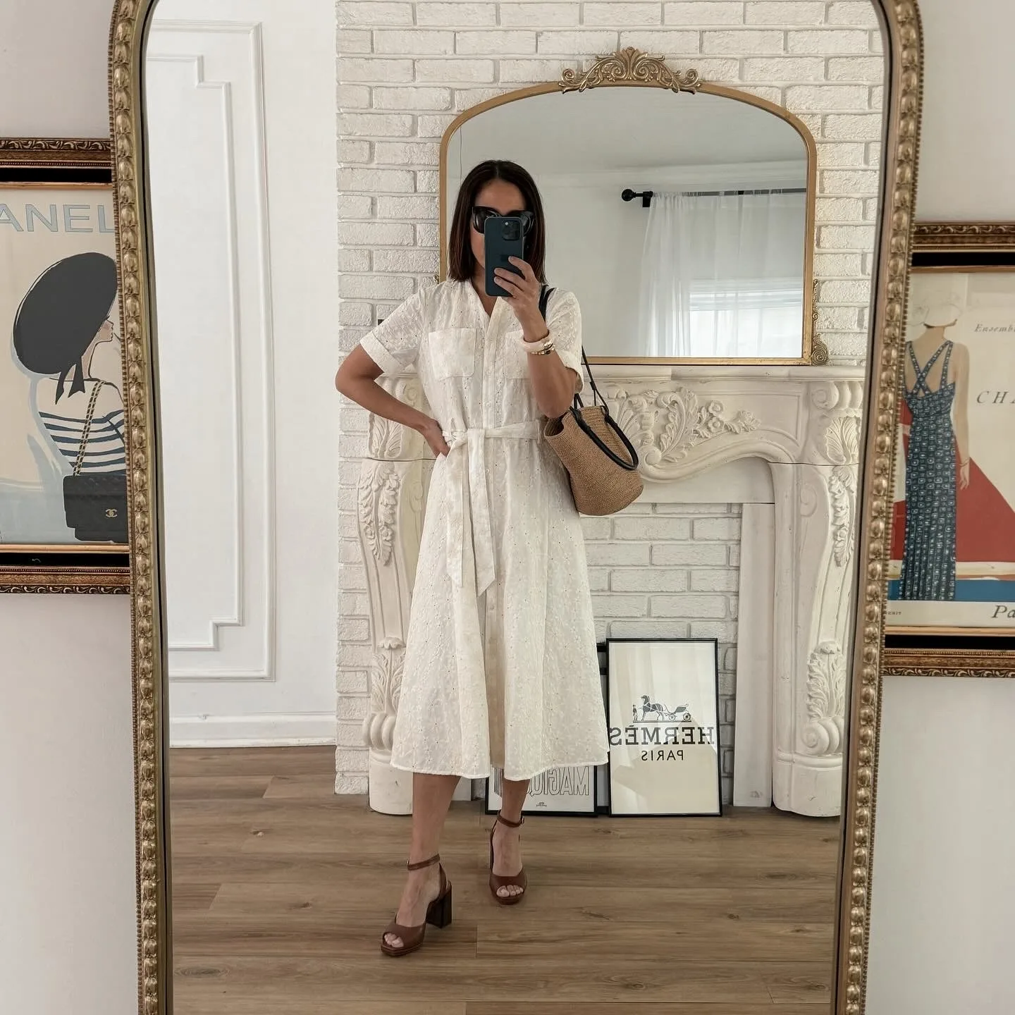 woman wearing white dress with sandals. 