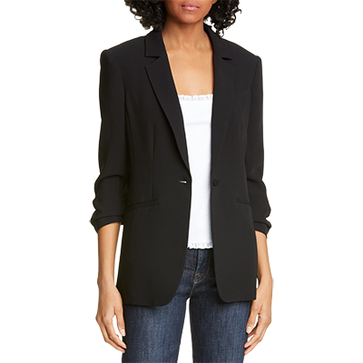 Black Khloe Ruched Sleeve Blazer