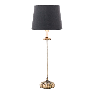 Regina Andrew Clove Antique Gold Leaf Stem Black Linen Shade Buffet Table Lamp