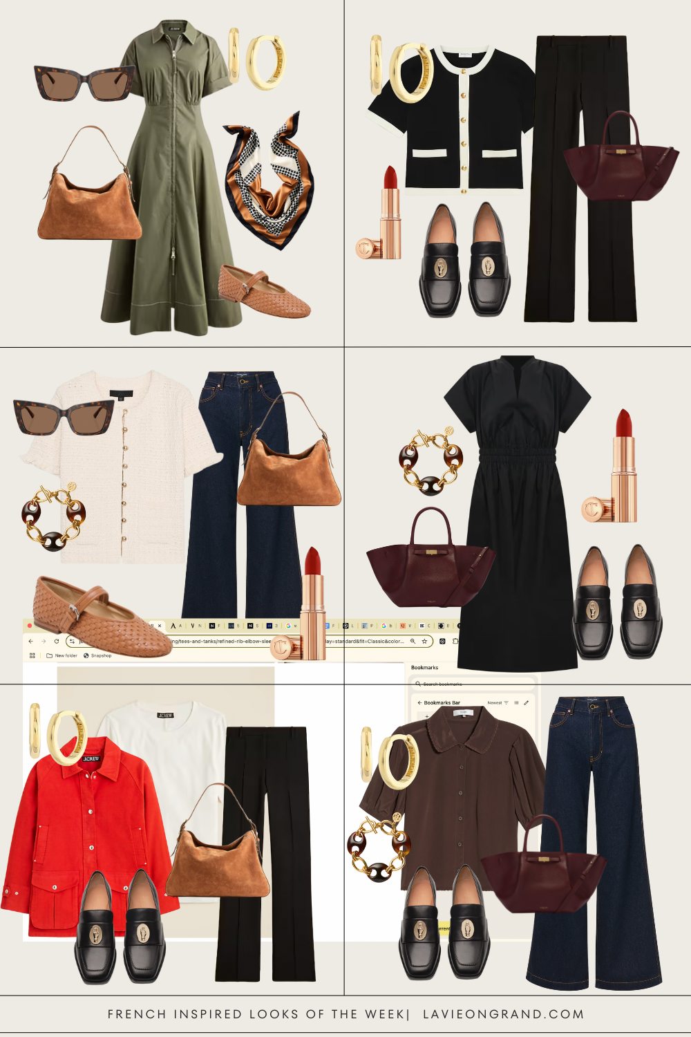 6 outfit graphics for French Fridays.