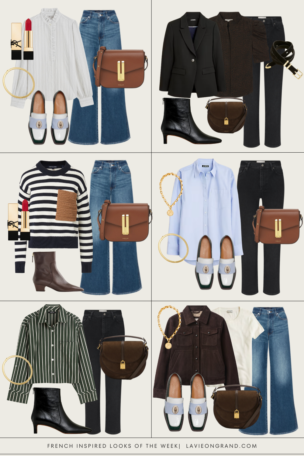 Graphic of outfits for French Fridays to look like a Parisian.