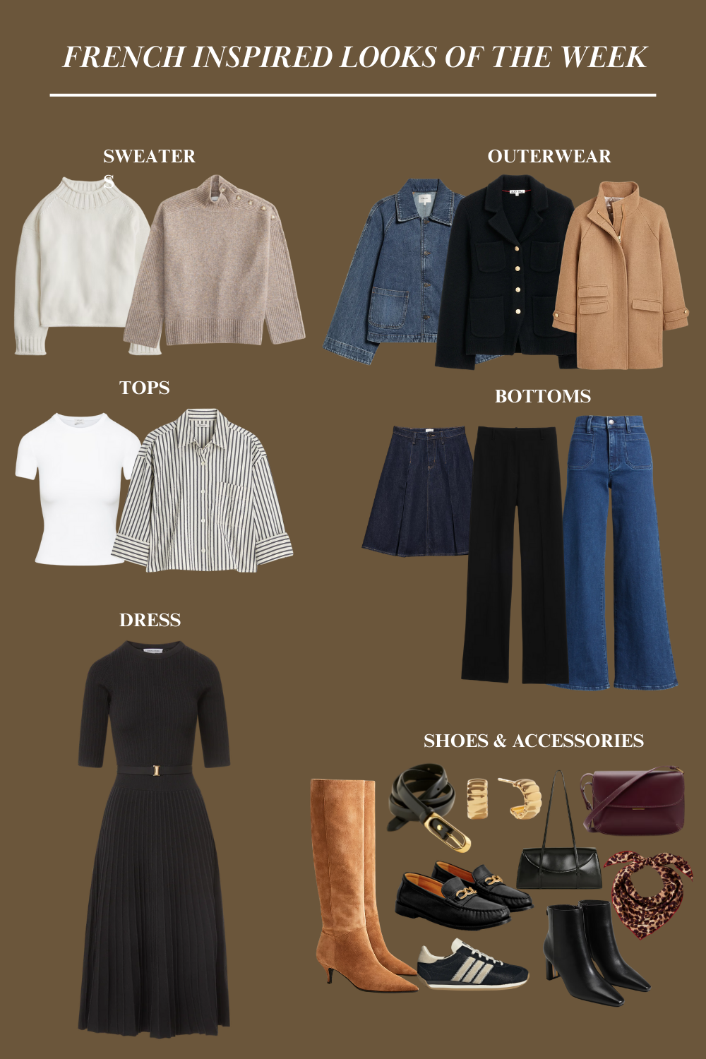 Graphic of french inspired clothing items.