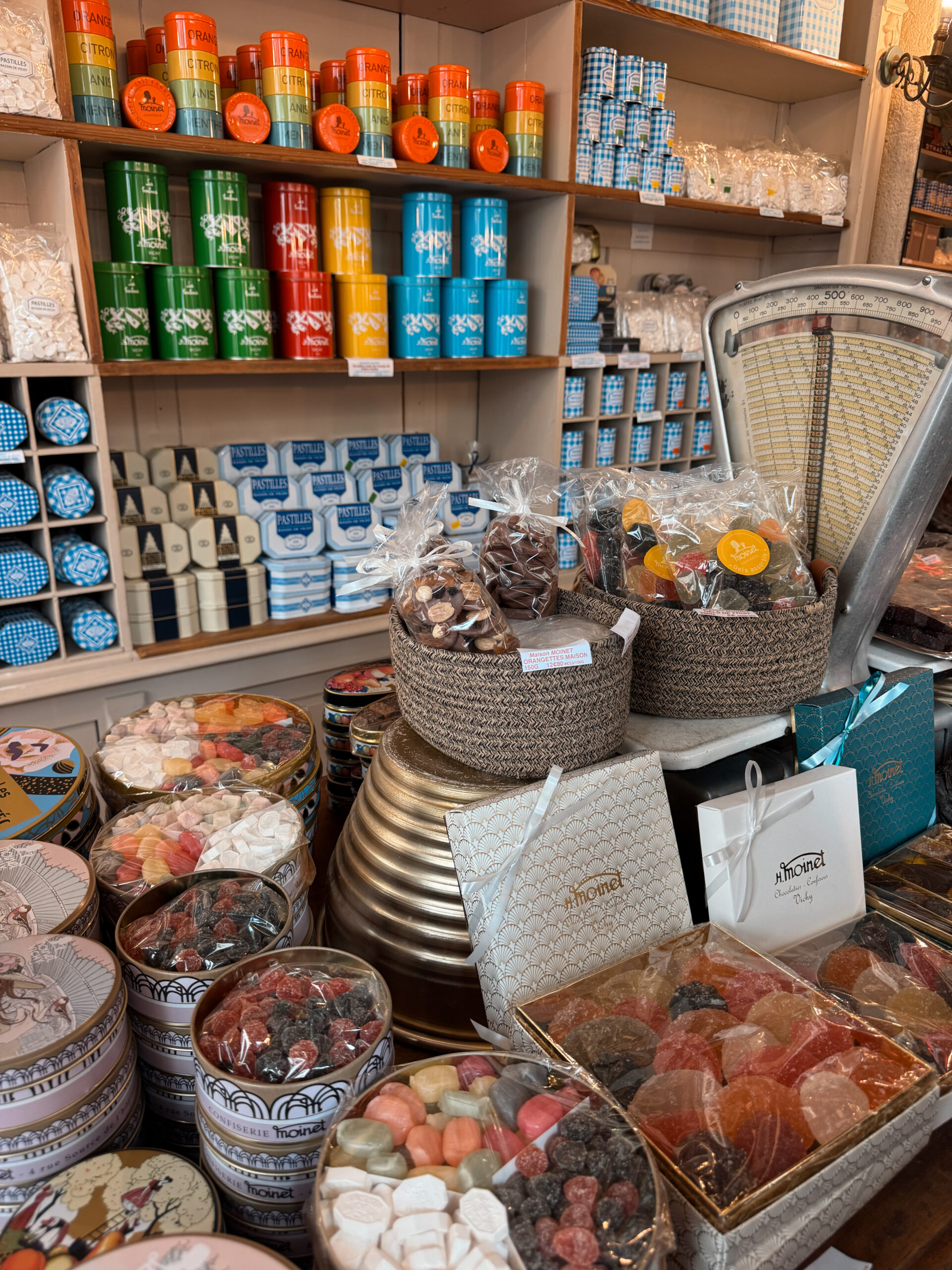 Candy on a table in Paris at Maison Moinet.