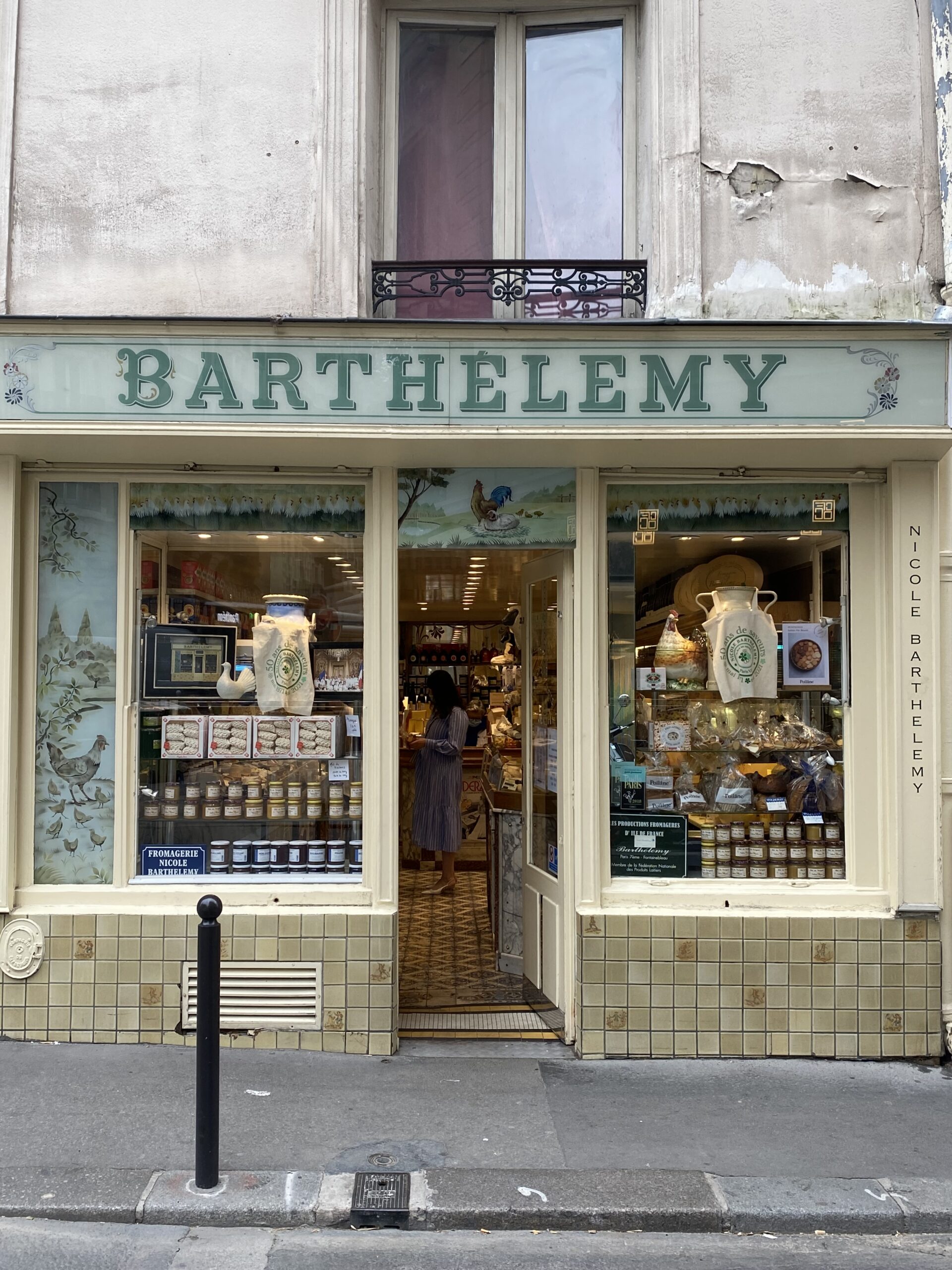 Exterior of Barthélemy Fromagerie, a beloved cheese shop in Saint-Germain-des-Prés, Paris