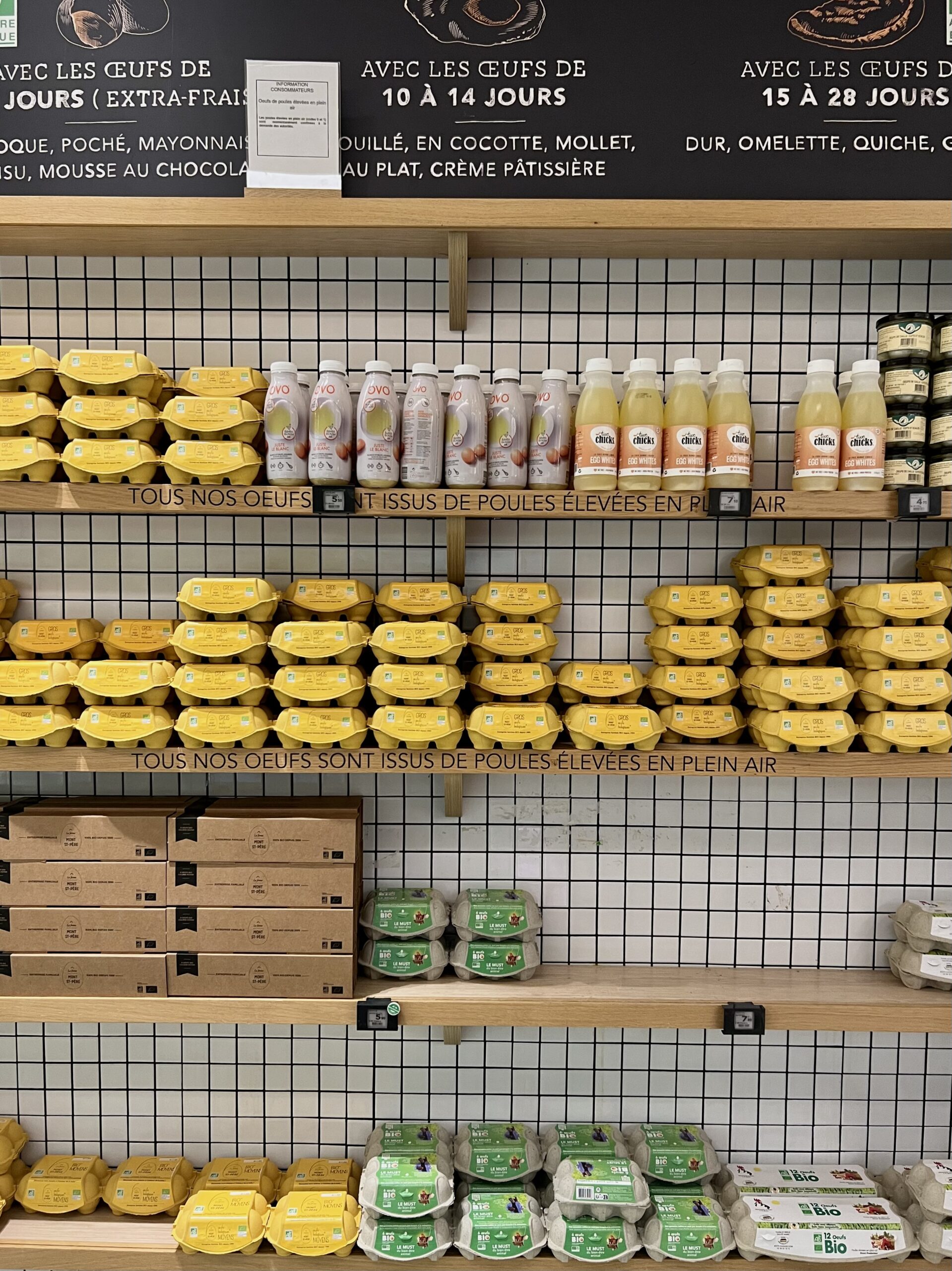 Specialty eggs and gourmet food selection at Le Grand Épicerie in Saint-Germain-des-Prés, Paris